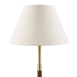 English Elm 1- Piece Retro Floor Lamp Faux Wood Iron Base Gold Accents Fluted Polyester Shade B035P482968