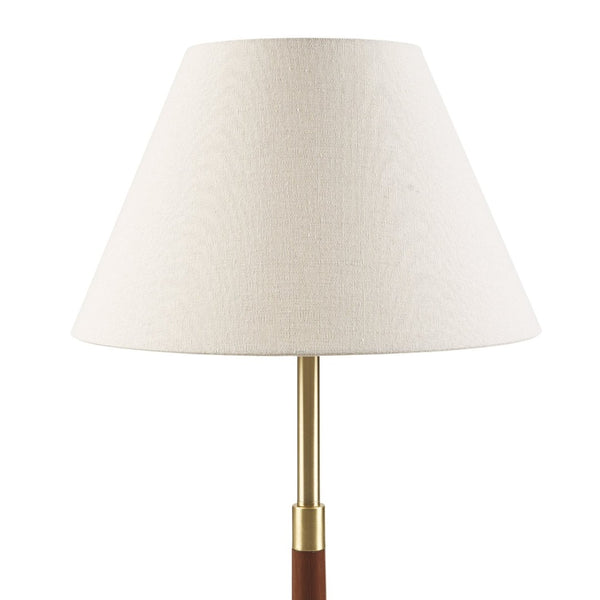 English Elm 1- Piece Retro Floor Lamp Faux Wood Iron Base Gold Accents Fluted Polyester Shade B035P482968