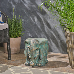 English Elm Christopher Knight Home® - Elephant Copper Patina Garden Stool - Weather-Resistant Magnesium Oxide Accent Table, 16.75L x16W x14.25H 63393.00COP