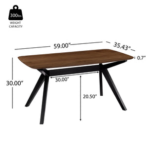 English Elm 5-pieces Mid-century Modern Dining Set Rubberwood Table Four Upholstered Chairs N768P379795L_4_N768P247991W