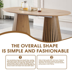 English Elm Wooden Dining Table - Extendable Space-Saving Design For Dining, Office, Or Coffee Use, Stylish Oval Top W3590P355171-GIGA