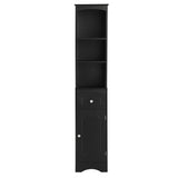 English Elm Tall Bathroom Cabinet, Freestanding Storage Cabinet With Drawer, Mdf Board, Adjustable Shelf, Black