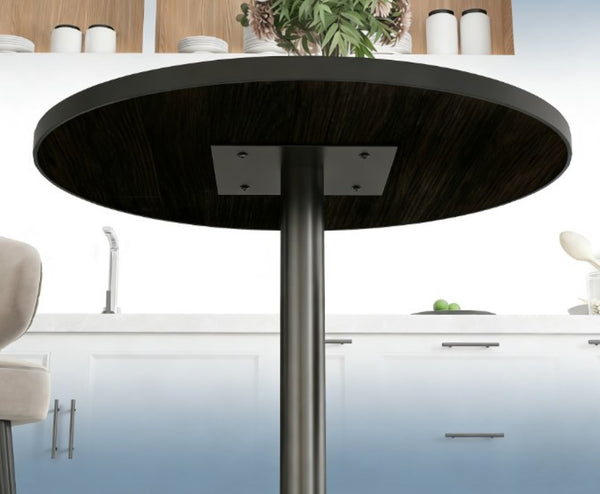 English Elm Modern Round Dining Table with Black Wood Grain Mdf Top for Compact Living Spaces T3971P429458