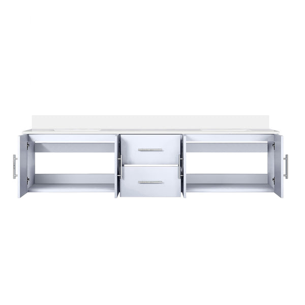 English Elm Glossy Solid Wood Double Bath Vanity 80" x 22" with Cultured Marble Top, Soft-Close Drawers, White B2731P258742
