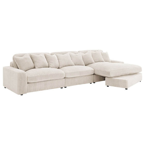 English Elm Cassidy Three Piece Corduroy Sectional with Lounge Unit for Cozy Living Spaces B062S01421
