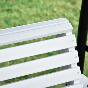 English Elm Outsunny 3-Seater Porch Swing Bench With Folding Coffee Table, Cup Holders & Durable Chains, White W2225P217702-GIGA