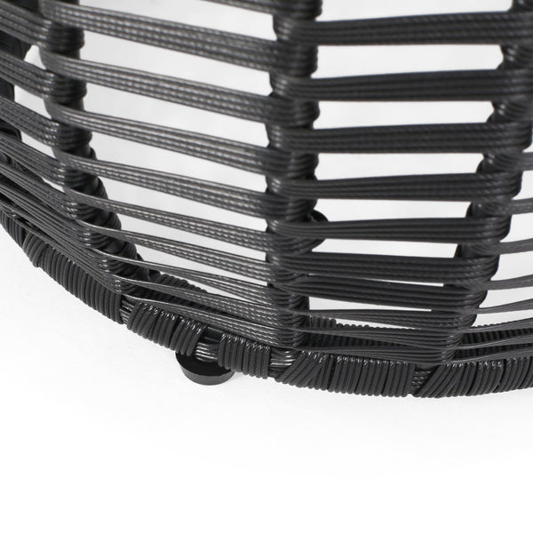 English Elm Christopher Knight Home® - ARIAS RATTAN SIDE TABLE with Tempered Glass Top, Boho Drum Design, Durable Woven Polyethylene Finish Black 65764.00BLK