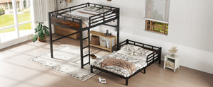 English Elm Full Metal Bunk Bed - Versatile Full-Over-Full Design With Vintage Wood Finish & Safety Fence W1580S00226
