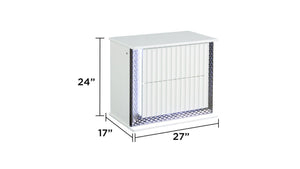 English Elm Fabio Contemporary Queen 5Pc Bedroom Set With Led Lighting, Diamond Accents & White Wood Finish P1 B009S01809-GIGA