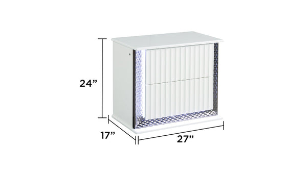 English Elm Fabio Contemporary Queen 5Pc Bedroom Set With Led Lighting, Diamond Accents & White Wood Finish P1 B009S01809-GIGA