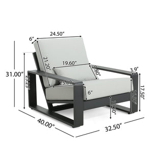 English Elm Christopher Knight Home® - La Plata Lounge Chairs Set Of 2 - Modern Aluminum Frame With Grey Cushions For Indoor/Outdoor Comfort N775P211257B-S2