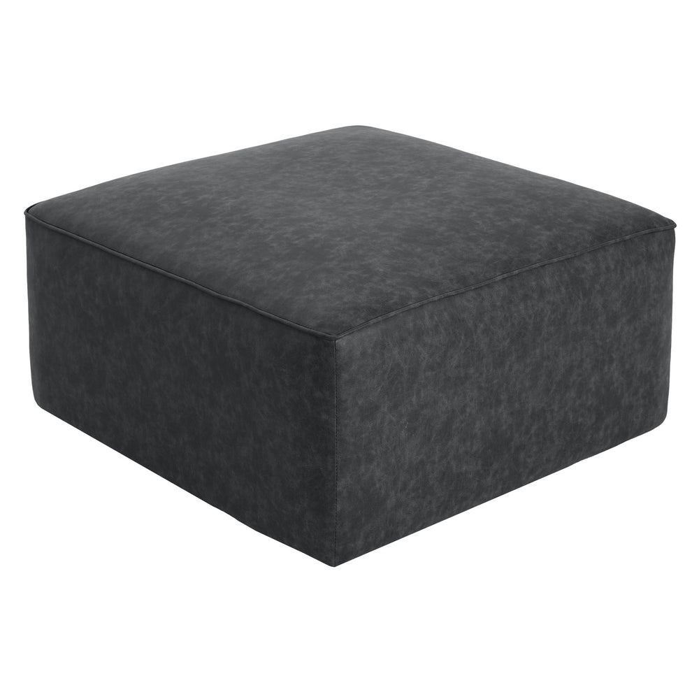 English Elm Christopher Knight Home® - Square PU Leather Ottoman with Pocket Coil Comfort, Dense Foam Padding & Modern Minimalist Style Black N757P180768B