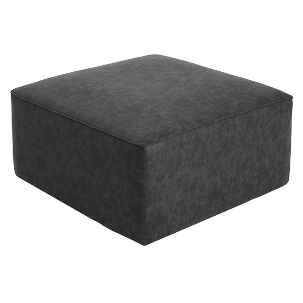 English Elm Christopher Knight Home® - Square PU Leather Ottoman with Pocket Coil Comfort, Dense Foam Padding & Modern Minimalist Style Black N757P180768B