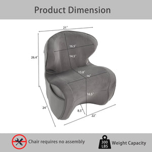 English Elm Ergonomic Floor Chair Velvet Upholstered Lumbar Support Seat for Reading Nook or Lounge Gray W1097P462003