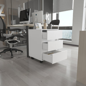 English Elm Eagle 3-Drawer Rectangle Filing Cabinet White — Durable Modern Home Office Storage with Smooth Glides and All-Metal Hardware B06280483