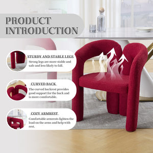 English Elm Contemporary Velvet Upholstered Barrel Accent Chair Set of 2 with Foam Seat, Steel Frame, Plush Upholstery Red W395P224755