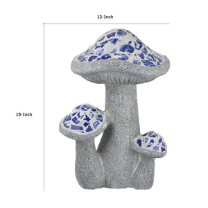 English Elm Amyra Mosaic Mushroom Garden Statues Set of Three Blue Resin Outdoor Folk Art Decor B056P417018