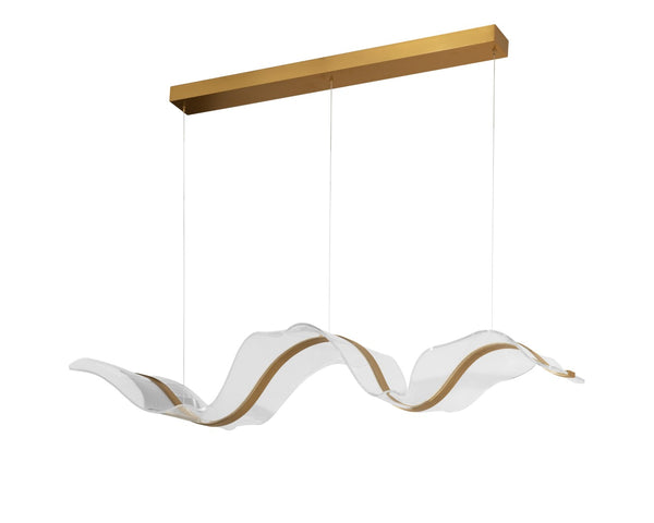 Sunpan ALUN Chandelier: Elegant Coastal-Inspired Lighting with Brushed Gold Accents for Modern Interiors 112241