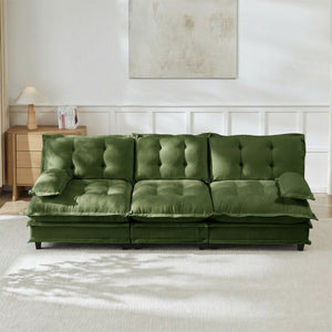 English Elm 107" Modular Cloud Sectional Sofa Deep Seat Chenille Upholstered Living Room Couch Green W714S01728