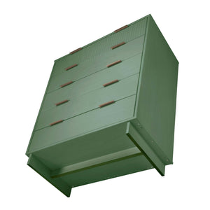 English Elm Granville 38" Sage Green Chest - Elegant 5-Drawer Storage With Gold Accents & Modern Design B365S00082