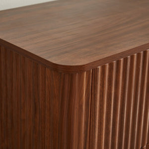 English Elm 3 Drawer Nightstand Pair Walnut Wave Textured Mdf Modern Bedroom Storage Set of Two W1820P436011
