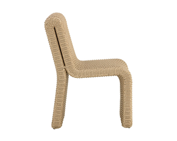 Sunpan Edessa Dining Chair - Modern Armless Design with Twisted Wicker and Aluminum Frame for Stylish Dining Natural