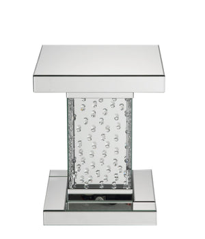 English Elm Nysa Glam Mirrored End Table with Faux Crystal Column Base for Bedroom or Living Room B2726P457130