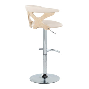 English Elm Gardenia Adjustable Swivel Barstools Set Of 2 In Cream Faux Leather & Chrome, Modern Comfort Style B202S00877