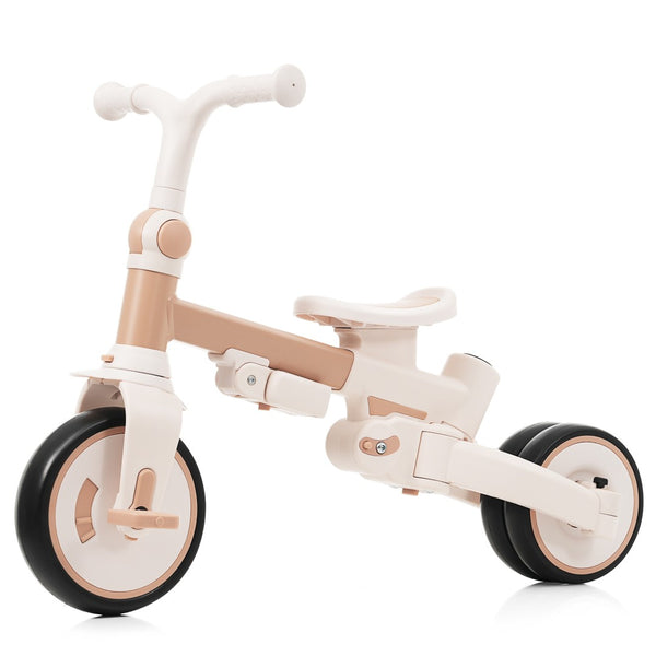 English Elm 7 in 1 Convertible Toddler Trike Aluminum Foldable Push Bike with Canopy for Ages 1 to 6 Light Brown N726P248345B
