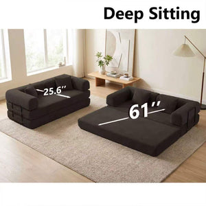 English Elm Coffee Velvet Corduroy Futon Sofa Converts to Daybed Sleeper for Studio Apartments Coffee W5156P471828