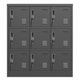 English Elm 9-Door Employee Storage Locker, Metal Lockers For Office, Gym, School, and Homewith Card Slot (Black)