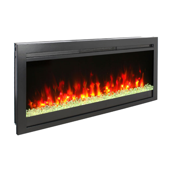 English Elm 44 Inch Recessed Electric Fireplace with Led Flame Heater and Remote for Living Rooms W1769P171421