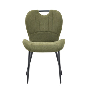 English Elm Set of 4 Olive Fabric Dining Chairs Ergonomic Cushion Black Steel Frame Modern Black+Green W1151P454883