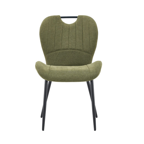 English Elm Set of 4 Olive Fabric Dining Chairs Ergonomic Cushion Black Steel Frame Modern Black+Green W1151P454883