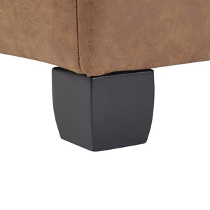 English Elm Christopher Knight Home® - 35" Square Brown Faux Leather Storage Ottoman with Waffle-Tufted Lid, Lift-Top Hidden Storage Bench N767P328949C