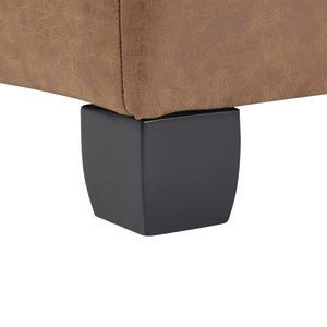 English Elm 35" Waffle-tufted Faux Leather Lift-top Ottoman with Hidden Storage and Birch Legs N767P356738B