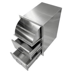 English Elm Stainless Steel Kitchen Organizer with Drawers and Built in Paper Towel Dispenser W5006P397549