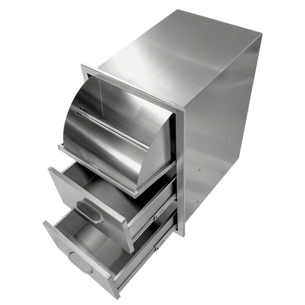 English Elm Stainless Steel Kitchen Organizer with Drawers and Built in Paper Towel Dispenser W5006P397549