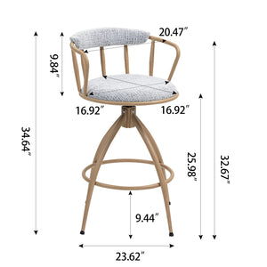 English Elm 26'' 26" Swivel Counter Height Bar Stool with High-Density Sponge Seat, Metal Frame, Modern Industrial Comfort Beige W2215P248058