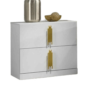 English Elm Contemporary White Two-drawer Nightstand with Gold Legs and Dovetail Joinery B2741P435316