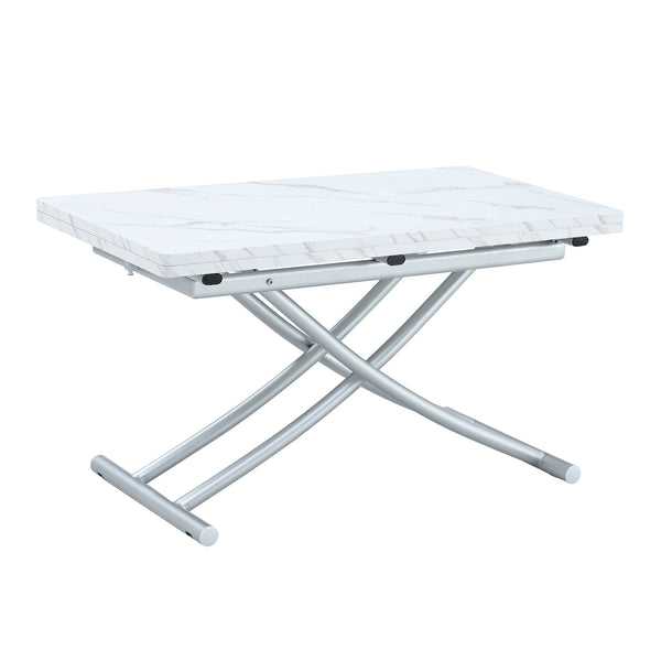 English Elm Modern multifunctional lift table with 0.8" MDF top, adjustable 18.3–29" silver legs, versatile coffee/dining/study use W1151P271527