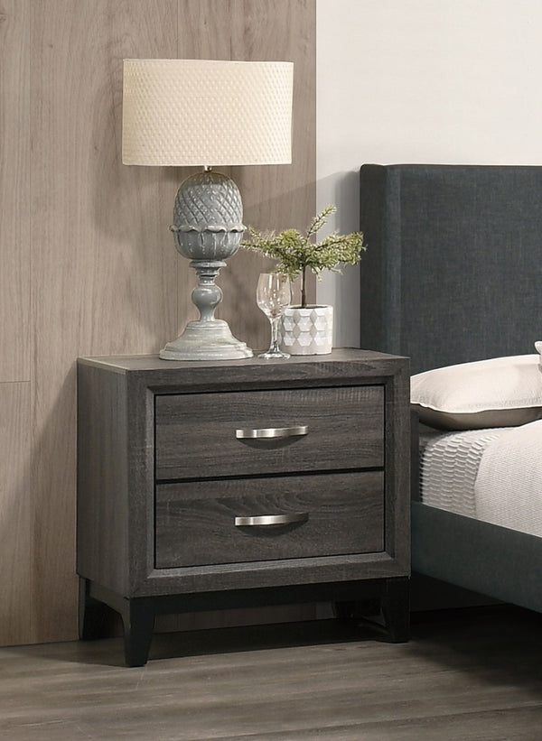 English Elm Bedroom Rustic Grey Oak Nightstand 2-Drawer Pine Bedside Table 24x16x25" Simple Stylish Storage for Lamps & Organized Rooms B011P248055