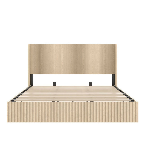 English Elm (queen) Walnut Platform Storage Bed Hydraulic Lift Mdf Frame Wooden Slat Base W1858S00007