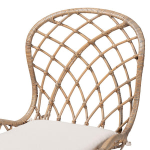 English Elm Modern Bohemian Rattan Woven Metal Dining Chairs Set of Two for Eclectic Spaces B2750P420372