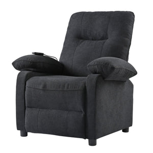 English Elm 019-160°recliner Plush Chenille Push Back Chair with Massage Heating for Seniors Black W2636P286683