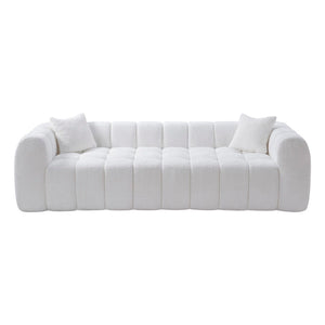 English Elm Marshmallow Cloud Sofa Oversized Boucle Four Seat Channel Tufted Living Room Couch White W5515P495925