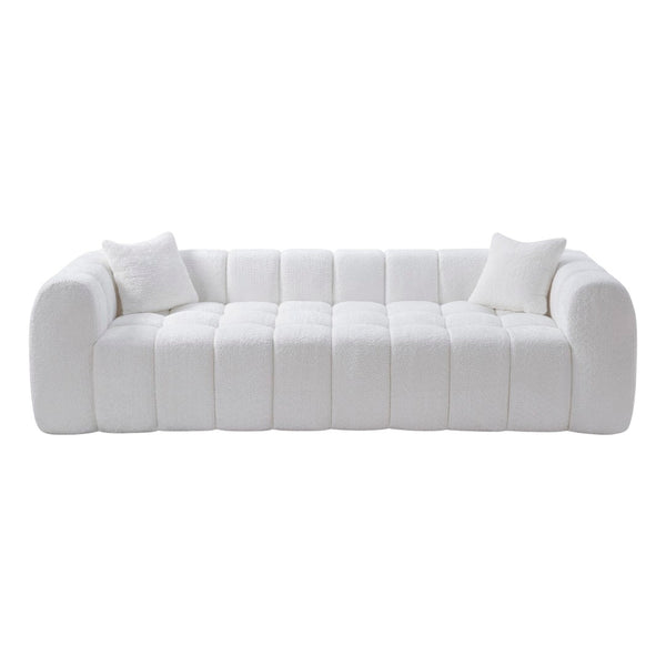 English Elm Marshmallow Cloud Sofa Oversized Boucle Four Seat Channel Tufted Living Room Couch White W5515P495925