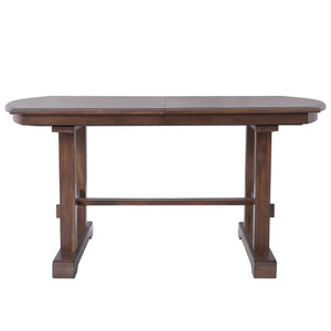 English Elm 60"-78" Extendable Dining Table with Removable Leaf, Solid Wood Farmhouse Kitchen Table for 4-8 Guests, Durable Finish and Easy Care Guidance Cherry N752P271802C