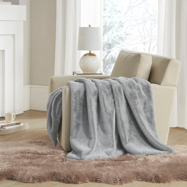 JLA Home Madison Park - Solid Premium Faux Fur Throw - Ultra-Soft 50x60in Velvet Reverse, OEKO-TEX Certified, Machine Washable Elegance MP50-8017