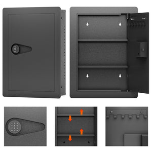 English Elm Wall Hidden Safe Between Studs with Digital Keypad, Heavy-Duty Steel, Alarm Lock, Removable Shelves for Guns Valuables W396P195617
